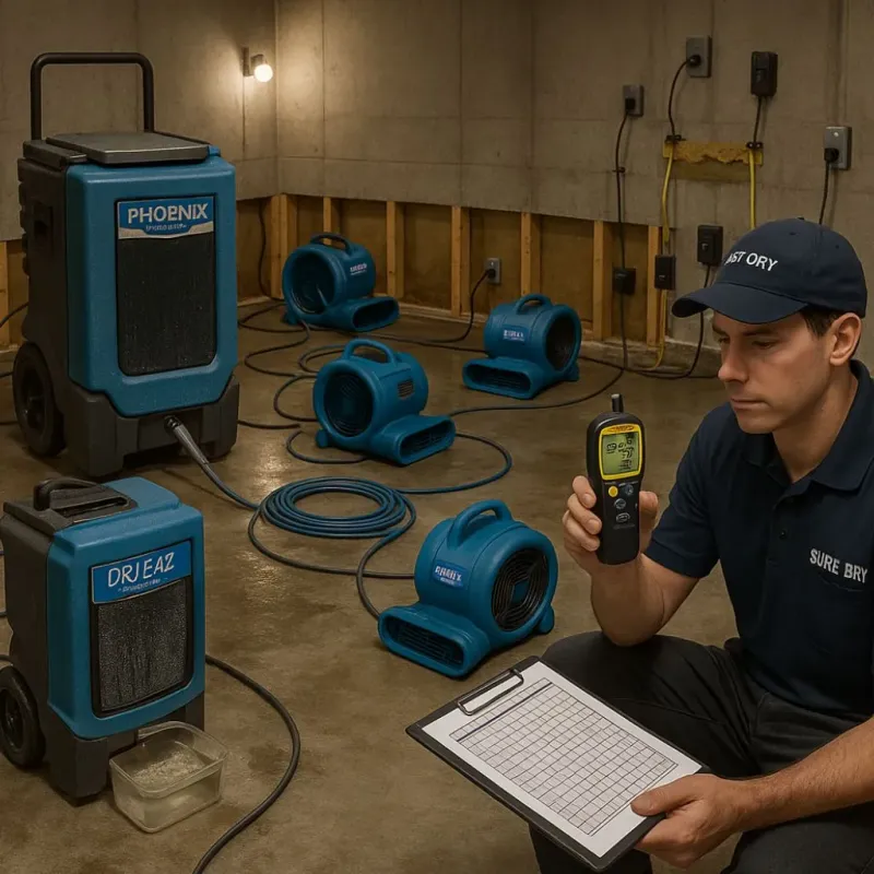 Structural Drying and Dehumidification process in Leoti, KS